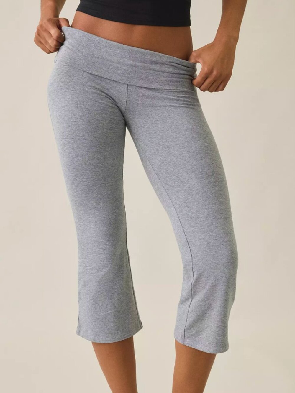 UO Out From Under Bec Foldover Flare Yoga Pants Grey Small